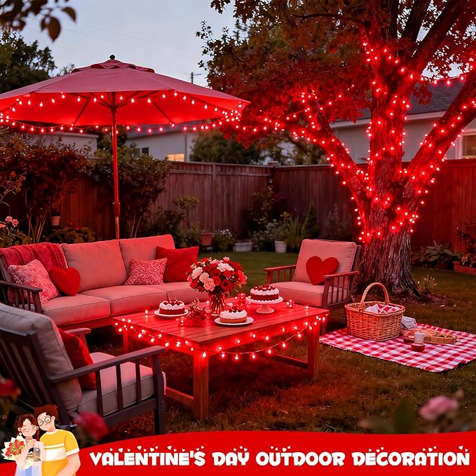 JMEXSUSS 500 LED Red Christmas Lights Outdoor, 173ft Christmas Lights Plug in, Waterproof 8 Modes Red String Light for Tree Party Xmas Holiday Decorations