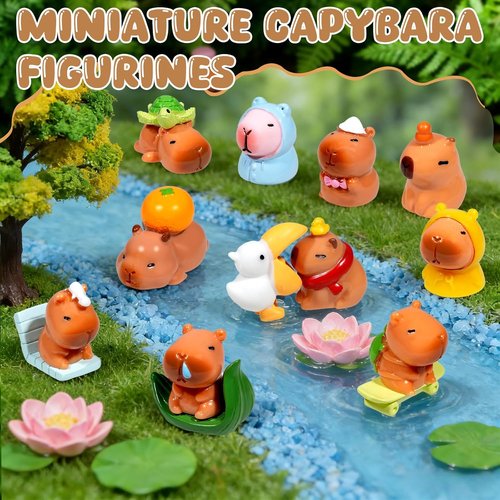 Exasinine Miniature Capybara Figurines - 26pcs Resin Set for DIY Fairy Garden Decor | Home & Party Decorations