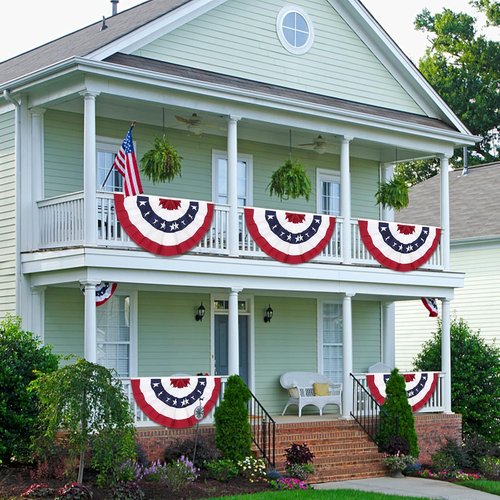 American Pleated Fan Flag Set of 4 - 3x6 Ft Patriotic Half Fan Bunting for 4th of July & Memorial Day