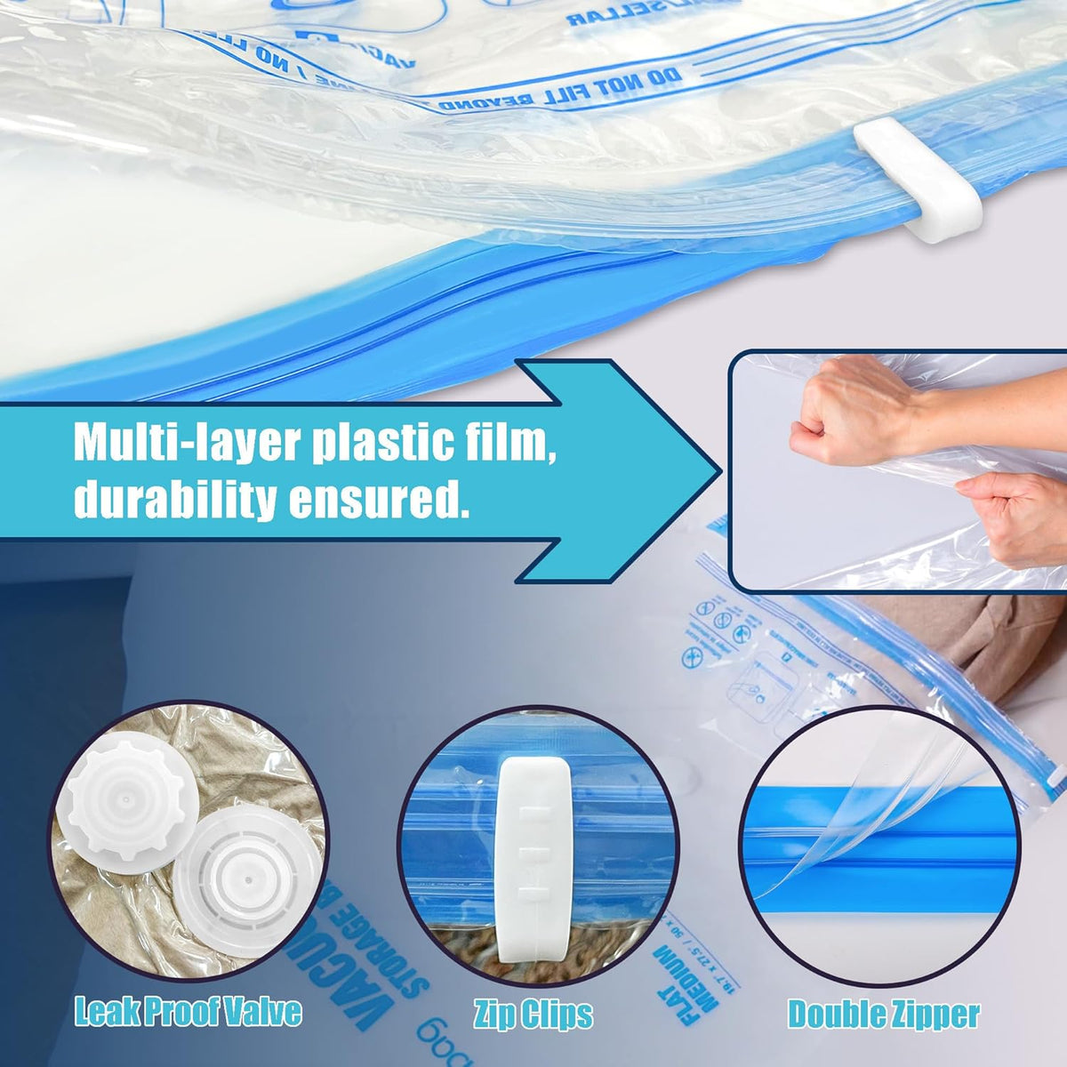 Skiennix Vacuum Storage Bags - Jumbo & XXL Extra Large Seal Bags for Bedding, Blankets & Clothing (3J+3XXL)