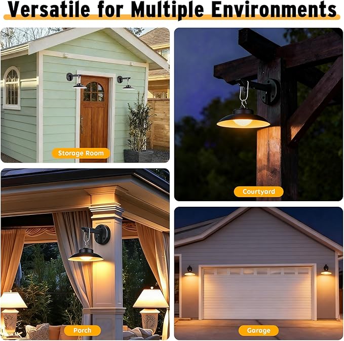 200lm Solar Barn Lights Outdoor with 3 Lighting Modes & Motion Sensor, No Wiring Needed, Solar Wall Lights Outdoor Waterproof, Farmhouse Exterior Wall Sconce, Outdoor Light Fixtures for Garage(2 Pack)
