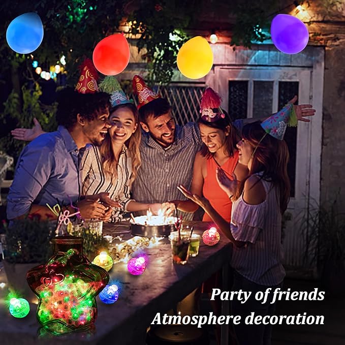 AIKEI 200pcs LED Balloon Lights,Colorful Mini Balls Lights,Long Standby Time Party Lamps,Waterproof for Paper Lantern,Easter Eggs Decor, Halloween Wedding Birthday Party Decoration