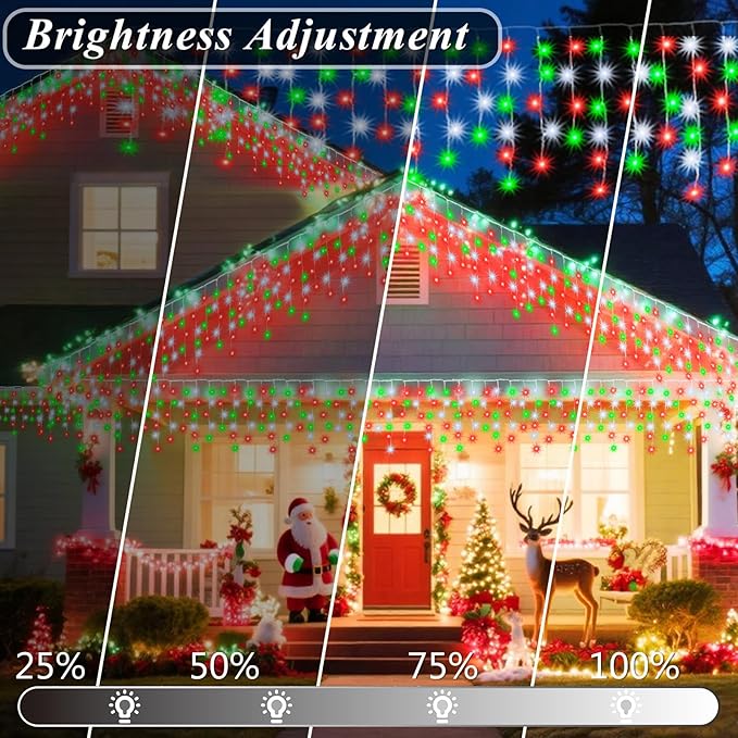 Pooqla Color Changing Icicle Lights with Remote, 35 Colors Christmas Icicle Lights, 300 LED 48FT RGB Waterproof Hanging String Lights for Roof Window Home Party Easter Outdoor Decor