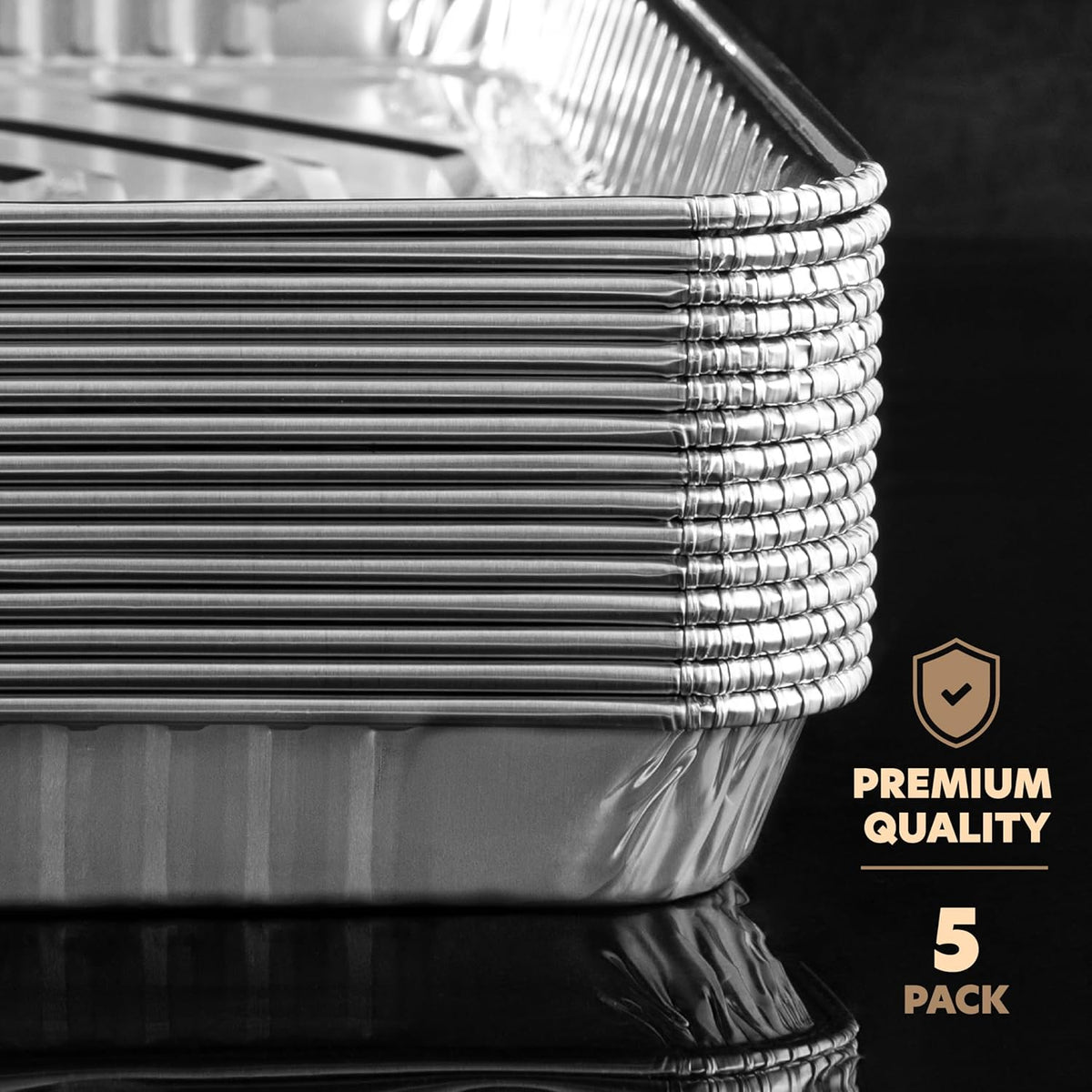 PlasticPro Aluminum Cookie Sheets - Heavy Duty Disposable Baking Pans | 9'' x 13'' | 5 Pack