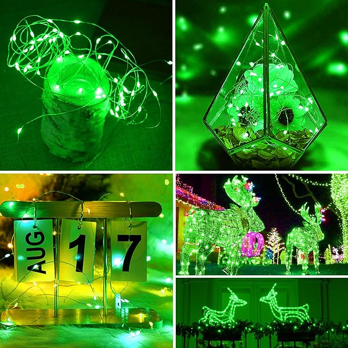 ZGWJ Mini Fairy Lights Battery Operated, 8 Pack Green Mini String Lights 20 LED 7FT Waterproof 3 Working Modes for Bedroom, Easter Decor Halloween, Christmas, Party Indoor and Outdoor Decoration