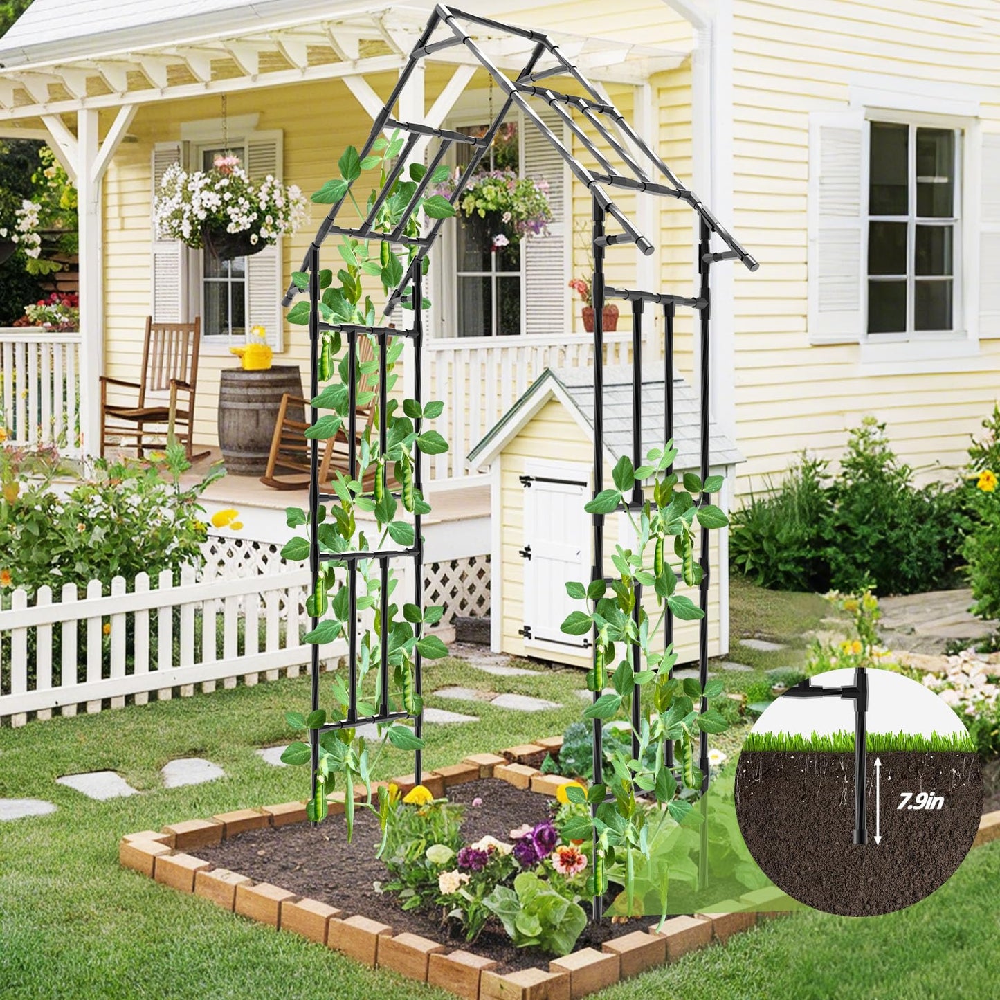 Trellume Garden Arch Trellis - 48" L *98" H*16" W, Gothic Abor Trellis with Reinforced Frame, Garden Arch Trellis for Climbing Plants Outdoor, Heavy Duty Metal Arch for Backyard, Patio, Lawn, Balcony
