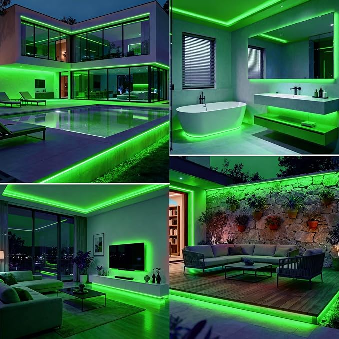 OMIKA Green 33FT COB LED Strip Lights Outdoor Waterproof, 3200 LED Plug in Strip Light PVC Casing Tape Light Flexible with Self-Adhesive Timer Dimmable for House Garden Camping DIY
