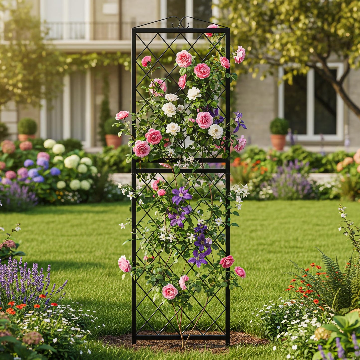 SUNYRISY 2Pack Metal Garden Trellis for Climbing Plants Outdoor, 71x20in Metal Plant Support for Flowers Tomato Cucumber Rose Vegetable Garden Courtyards Lawns Decoration