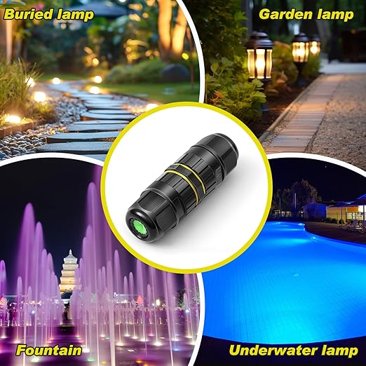 10 Pcs M16-3pin Ip68 Outdoor Waterproof Junction Box Electrical Cable Connector, Easy to Install, M16 for 3.5-10mm Wire Range(ac 400v, 17.5a), 2 Way
