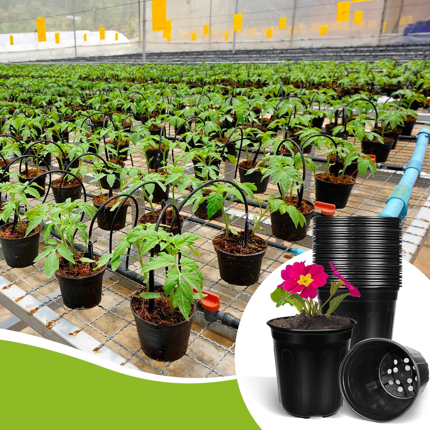 BeapTcely 100 Pcs 1 Gallon Nursery Pots, Flexible Plant Seedling Pots Transplanting Soft Plastic Planters with Drainage Holes for Planting Garden Flower Plant Container Cups Planter (100, 1 Gallon)