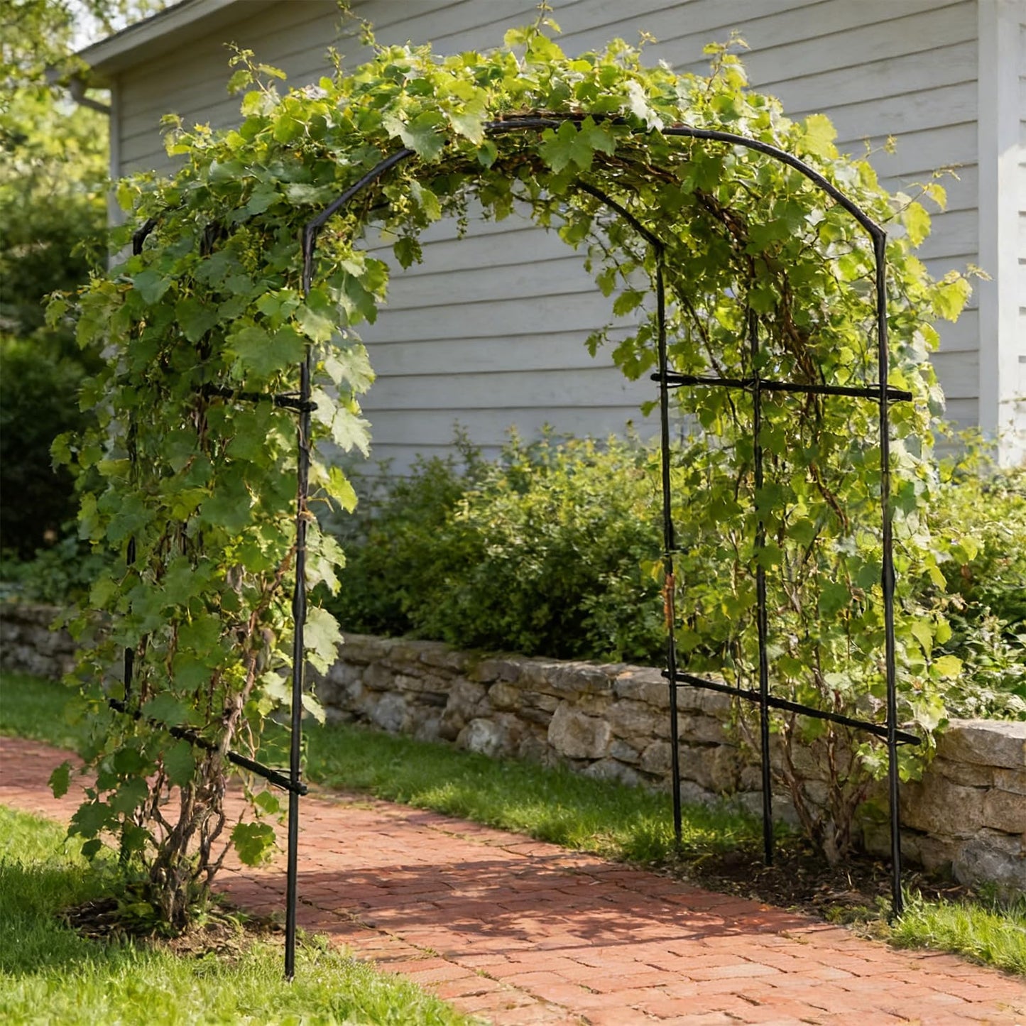 DoCred Tall Garden Arch Trellis for Climbing Plants, 87in Tall Metal Plant Support Trellis Archway for Climbing Vine Vegetable/Fruit/Flower Outdoor Yard Lawn Garden Arch Tunnel Trellis