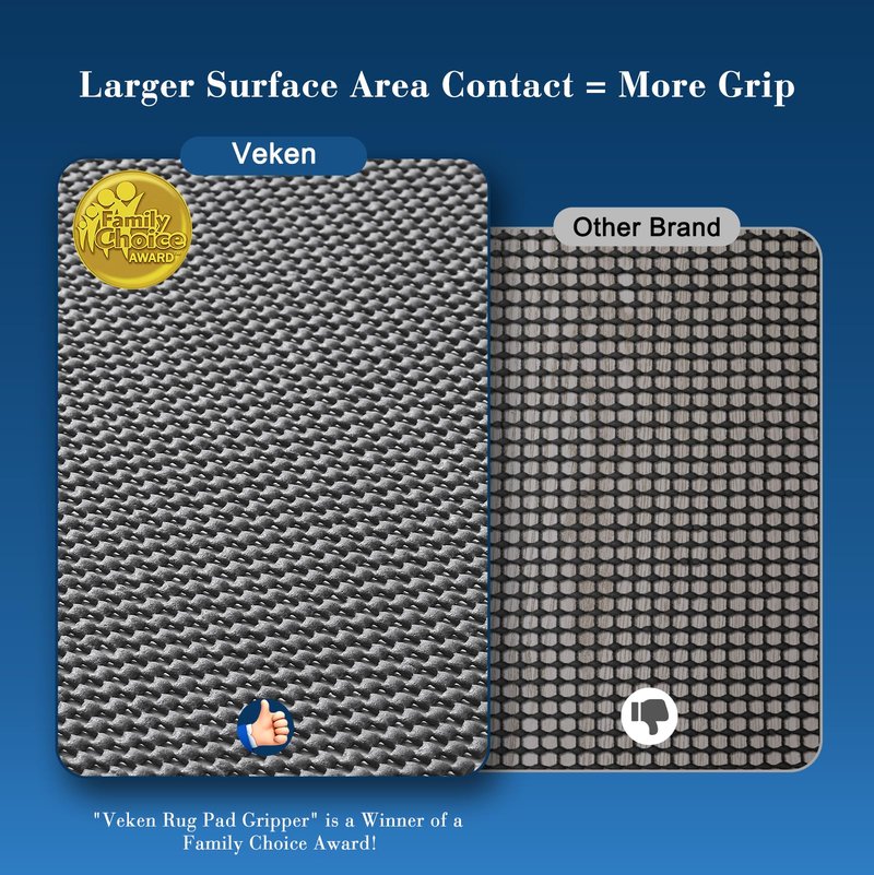 Veken 7x10 Ft Rug Pad Gripper for Hardwood Floors, Non Slip Rug Pads for Area Rugs, Thick Dark Grey Rug Grippers for Tile Floors, Under Carpet Anti Skid Mat, Keep Your Rugs Safe and in Place