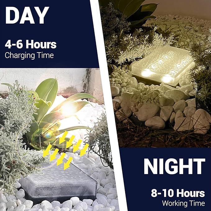 1 Pack Solar Paver Lights Outdoor – 6×9 Inch Waterproof IP67 Recessed Solar LED Paver Lights, Heavy Duty, Warm White 3500K for Driveway, Pathway, Patio & Garden