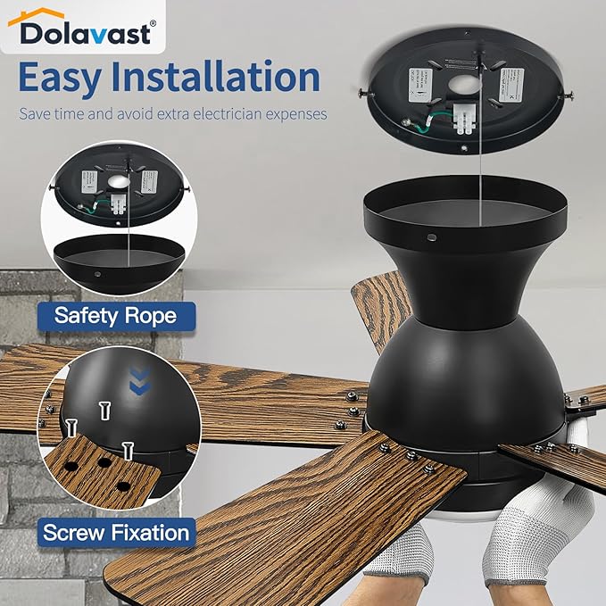 Ceiling Fans with Lights, 36 Inch Low Profile Ceiling Fan with Light and Remote Control, Flush Mount, Reversible, 3CCT, Dimmable LED, Quiet, Black Ceiling Fan for Bedroom, Kitchen, Office