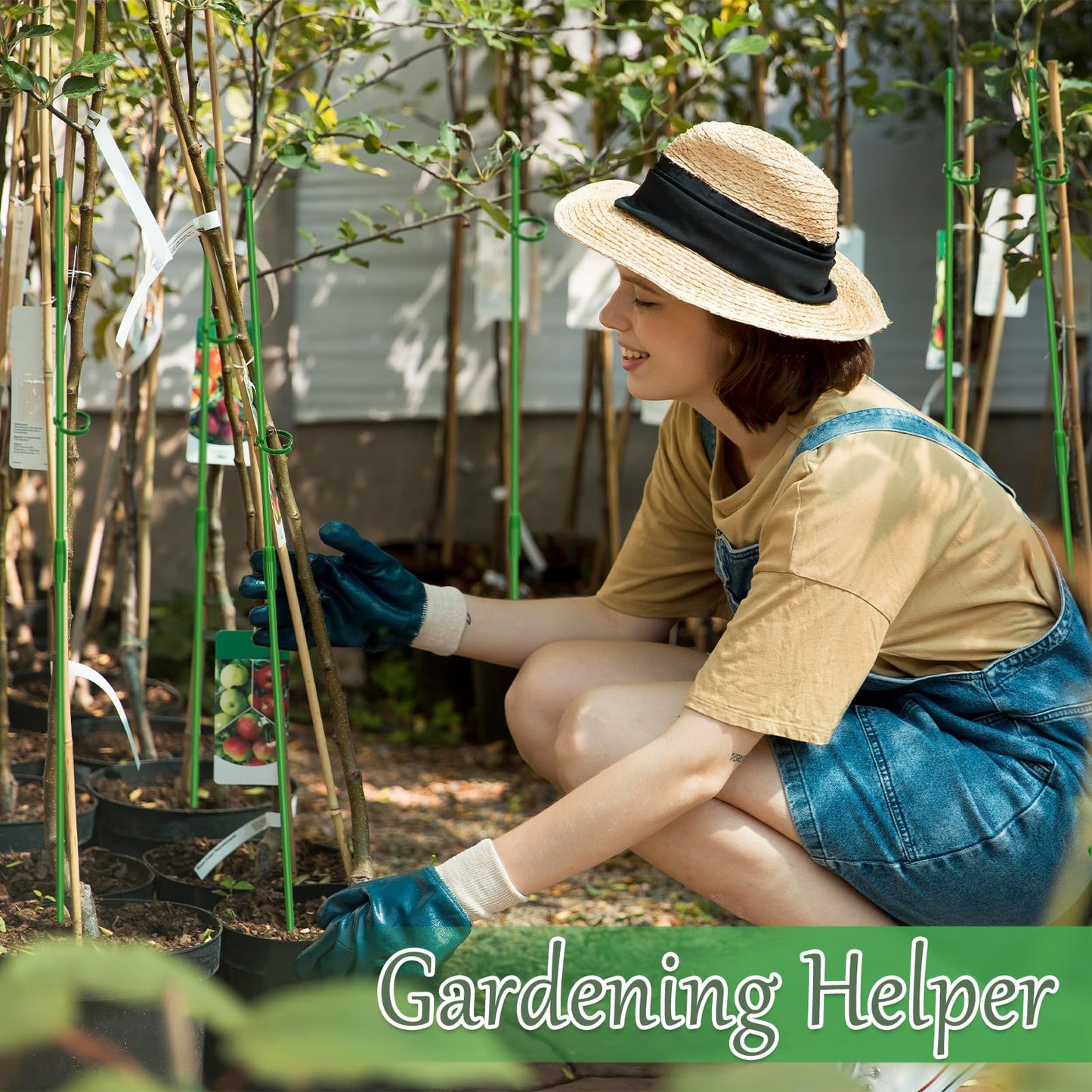Catephe 20 Pcs Plant Support Stakes, Garden Stakes for Indoor Plants, Tall Adjustable Plant Sticks with 20 Clips and 10 Connectors for Monstera, Tomato, Vine Potted Plants
