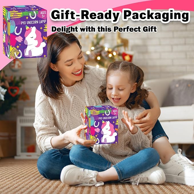 FUNZBO Paint Your Own Unicorn Lamp Kit - Easter Basket Stuffers, Arts and Crafts Supplies Painting for Kids Teens, DIY Night Light Unicorn Toy for Girl Boy Age 3 4 5 6 7 8 9 10 11 12 13 Birthday Gift