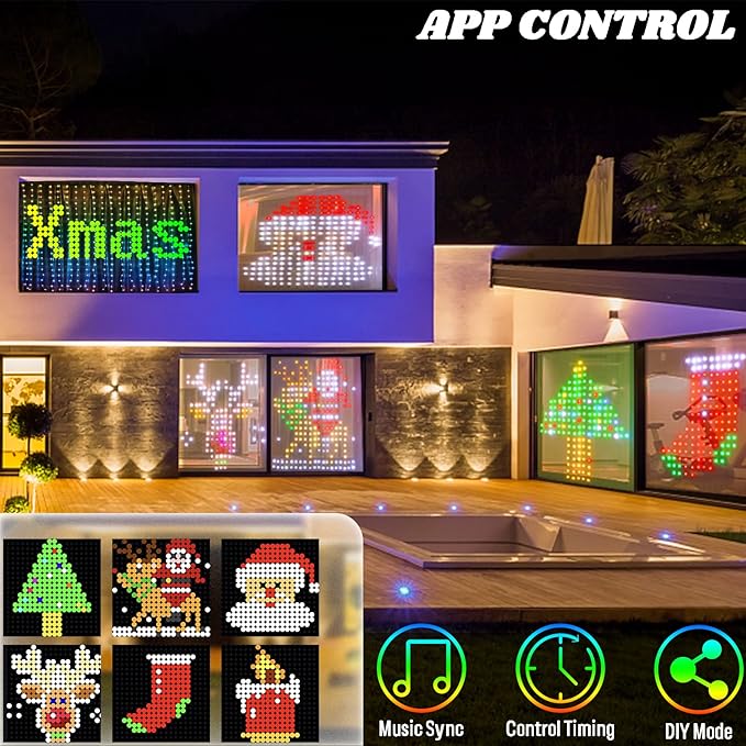 540Leds Dynamic Curtain Lights, Smart App and Remote Control DIY Christmas Window Lights, Color Changing Animated Led Curtain String Lights IP65 Waterproof for Bedroom Wall Outdoor Decor, 5 x 6.6ft