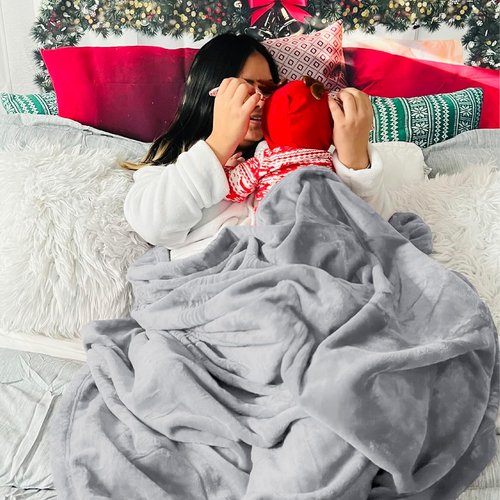 Bedsure GentleSoft Fleece Blanket - Lightweight Plush Cozy California King in Light Grey, 102x96 Inches