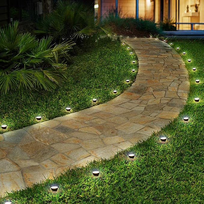 Solar Pathway Ground Lights 10 LED Solar String Ground Lights Solar Powered Inground Lights for Garden Lawn Walkway Driveway