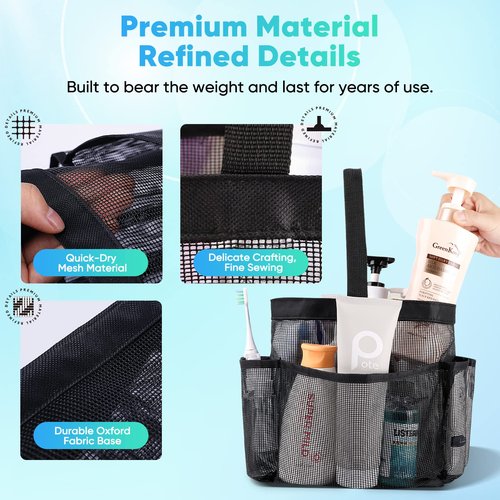 EUDELE Mesh Shower Caddy Portable for College Dorm Room Essentials, Shower Caddy Dorm with 8-Pocket Large Capacity for Beach, Swimming, Gym, Travel essentials