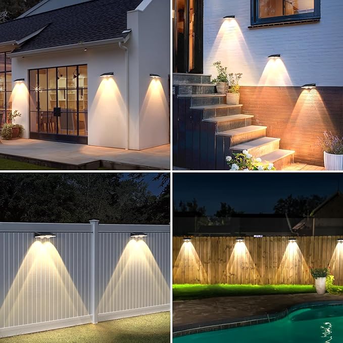 Brightever Solar Fence Lights Outdoor 12-Pack, Waterproof LED Solar Powered Deck Light with 3 Modes (3000K/4500K/6500K) for Outside, Step, Stairs, Balcony, Yard, Patio, Walkway, Pathway, Railing