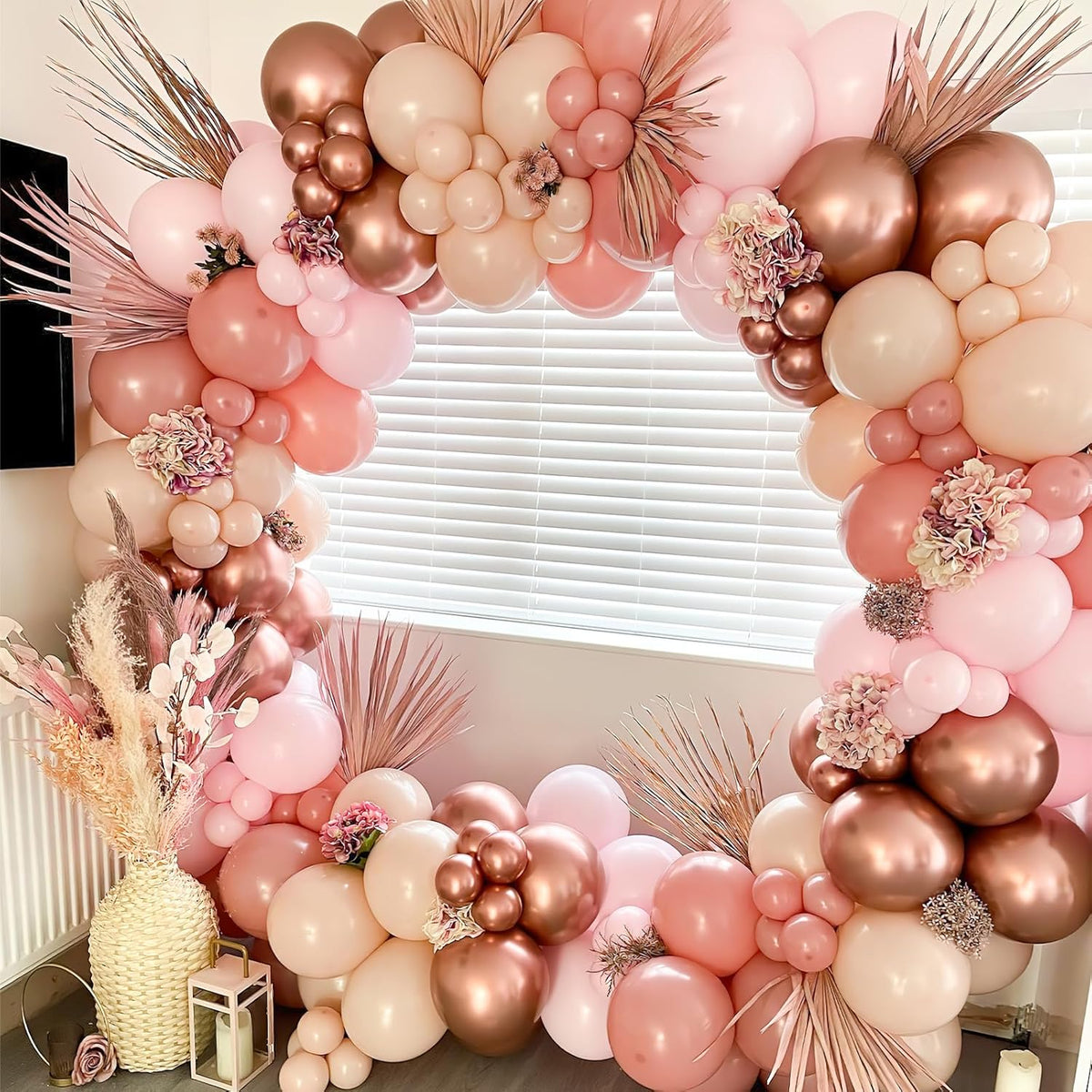 YAOWKY Rose Gold Balloons - 100PCS Metallic Latex Balloon Garland Kit for Weddings & Parties | 18", 12", 10", 5" Sizes