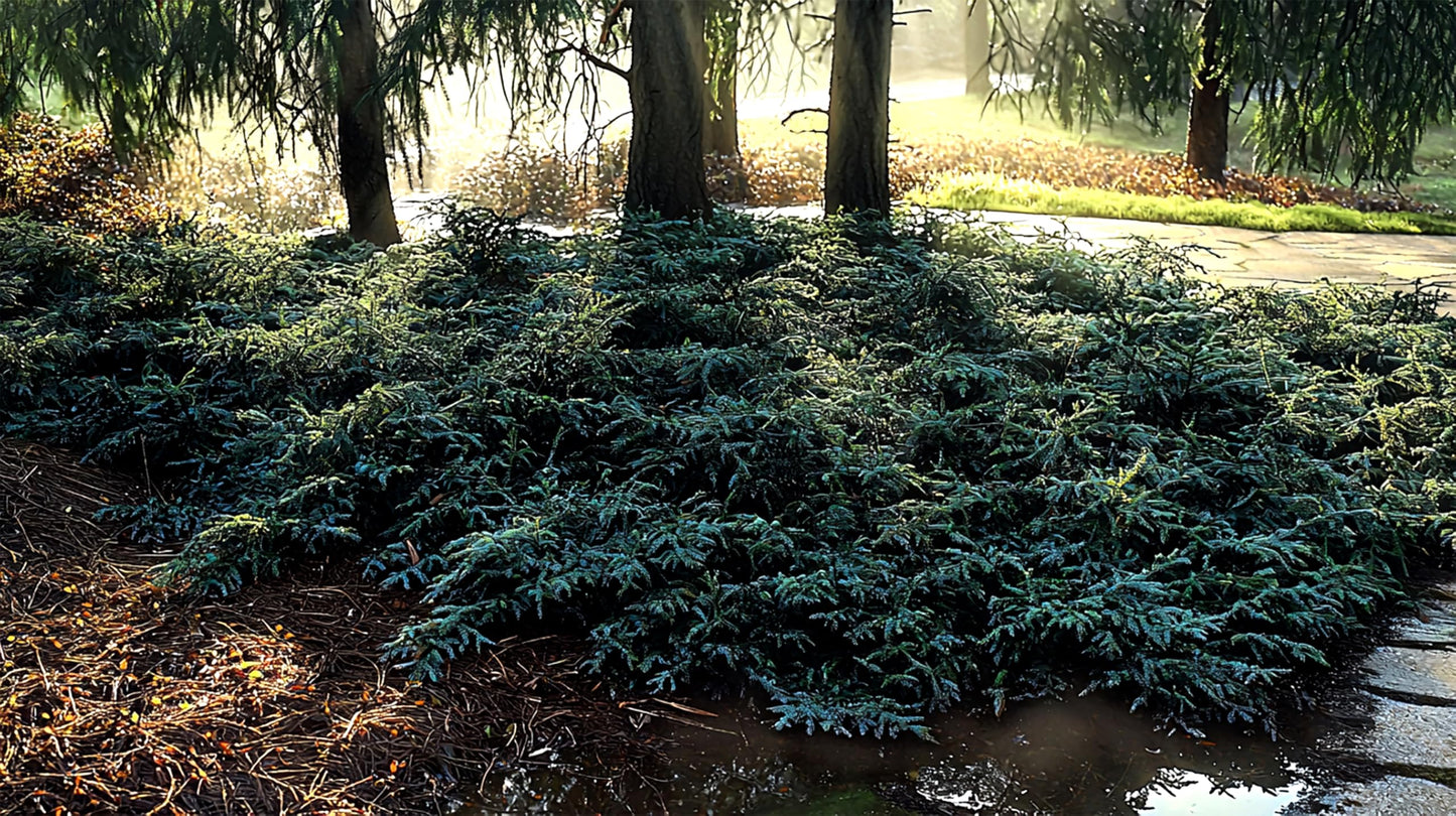 Blue Rug Juniper Wiltonii | 2 Extra Large Trade 3 Gallon Plants | Juniperus Horizontalis | Creeping Ground Cover, Low Maintenance, Drought Tolerant, Evergreen Foliage, Fast Growing Erosion Control