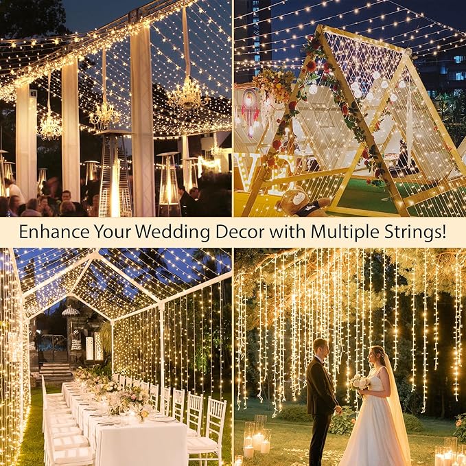 suddus 300 Led Connectable Christmas Lights Outdoor Waterproof, 99ft Christmas Tree Light Plug in with Remote, Warm White String Lights Indoor for Dorm Xmas Holiday Yard Party Porch Patio Garden Decor