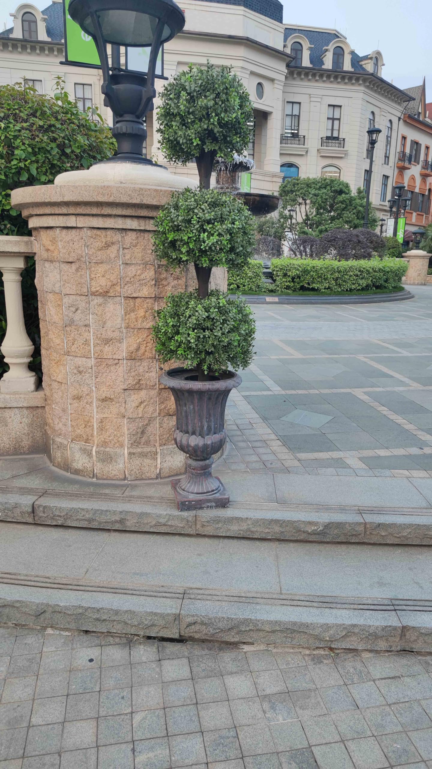 ALL SEASON GREEN 4ft Triple Ball Boxwood Topiariy Trees,UV Resistant,Faux Topiaries for Outdoor Porch Planter Decor 2Pack