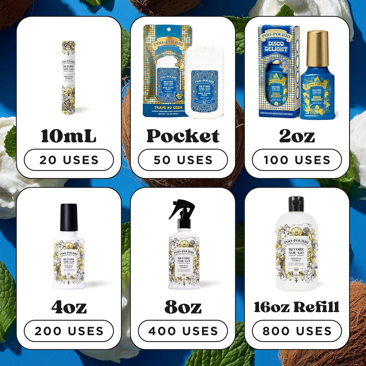 Poo-Pourri Before-You-Go Toilet Spray - Disco Delight, 2 Fl Oz | Frosted Vanilla, Coconut & Mint
