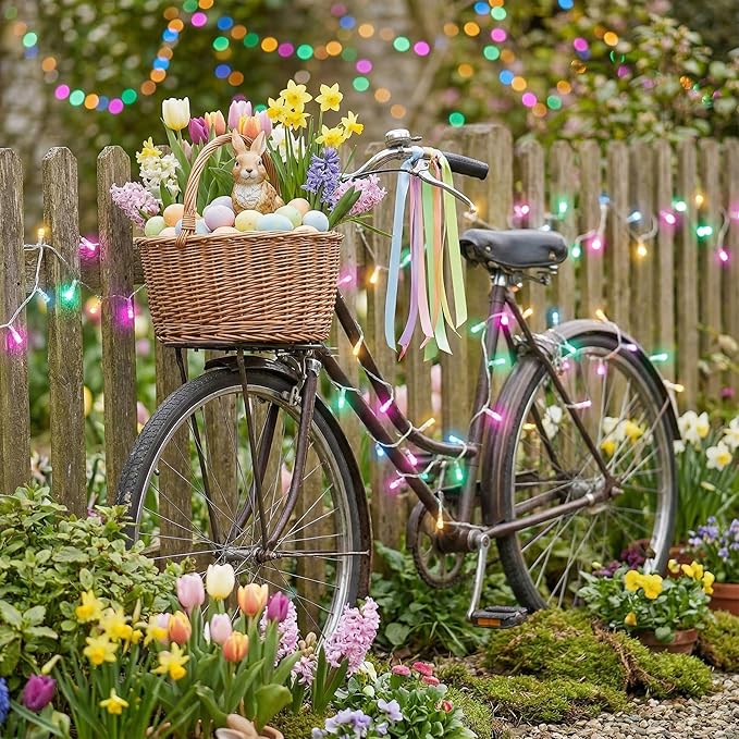 100 LED Easter Mini Lights - 33Ft Pastel Colored Connect String Light Plug in with 8 Modes, Timer, Waterproof- Fairy Christmas Lighting for Outdoor Tree Bedroom House Party Decorations - White Wire