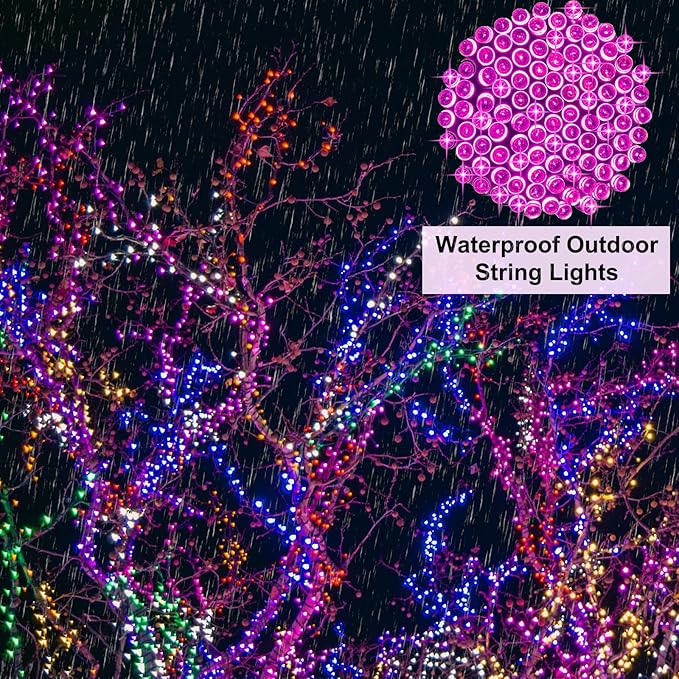 66 ft 200 LED Pink String Lights, Pink Lights Valentine's Day Decorations, Indoor Outdoor Connectable 8 Modes Clear Wire Twinkle Fairy String Lights Plug in for Valentine's Day Wedding Bedroom Party