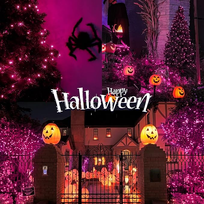 Hopolon 2PACK 50-Count Pink Purple Lights with White Wire,13ft Romantic Mini Lights, Incandescent String Lights for Halloween, Christmas Tree, Holiday, Xmas, Party Indoor & Outdoor Use(Pink Purple)