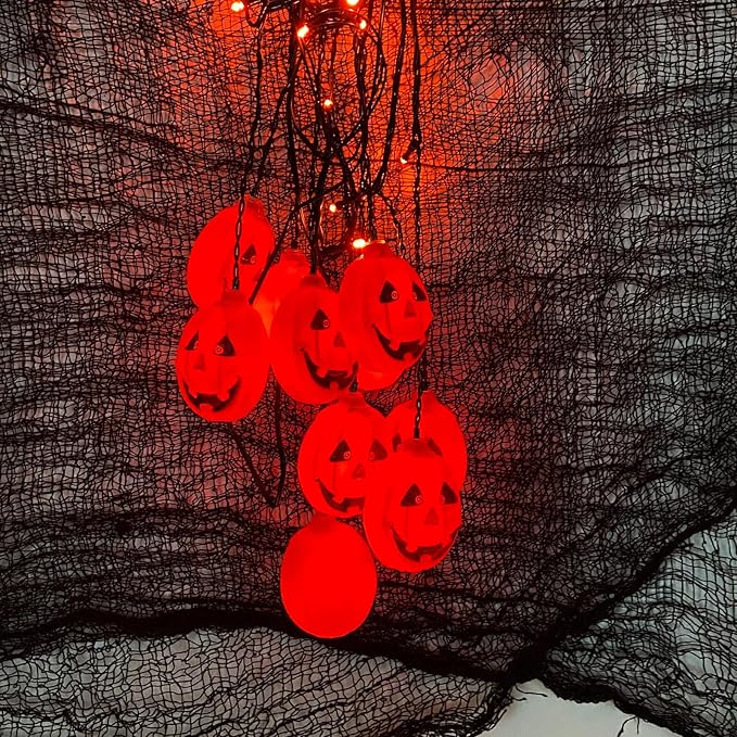 6FT 25LED Halloween Pumpkin String Lights, Icicle Light Strand with 10 Orange Jack O'Lantern, 8 Lighting Modes, Battery Operated, Indoor Outdoor Holiday Decoration