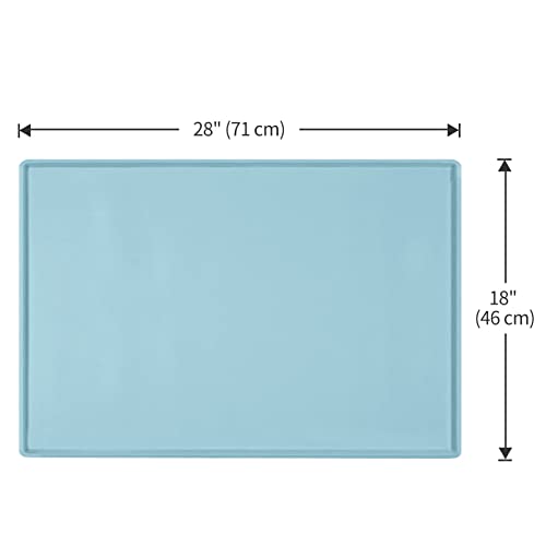 EIOKIT Dog Food Mat,Silicone Waterproof Food Tray,Non Slip Pet Bowl Mats Placemat,0.6" Raised Edge,Suitable for Most Small and Medium Sized Pets,24" x 16"