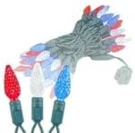 Novelty Lights 24FT 70 LED C6 Outdoor USA String Lights, Commercial Grade Christmas Tree Decorations (Red/White/Blue)
