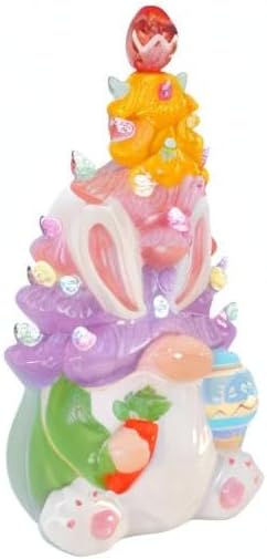 Timer - Easter Decorations for Home - Light up Easter Bunny Decor Spring Gnome Ceramic Tree Decor - Spring Decorations Centerpieces for Tables