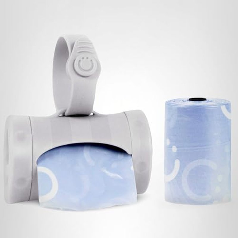 Ubbi Retractable On the Go Bag Dispenser for Travel, Diaper Bag Accessory Must Have for Newborn, Helpful Item, Baby Gift, Lavender Scented, Gray