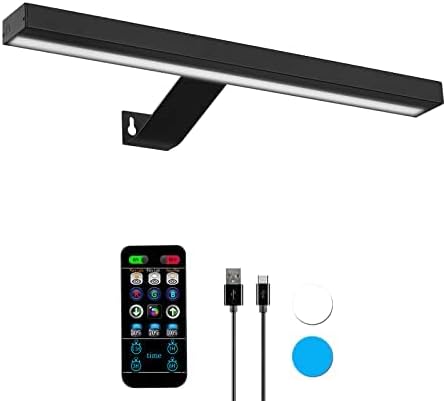 MIOBLUE Wireless Picture Lights with Remote, Full Metal Rechargeable Painting Light, 16" Display Lamp with 16 Color Changing,Dimmable Dartboard Light with Timer for Frame Portrait Art, Black