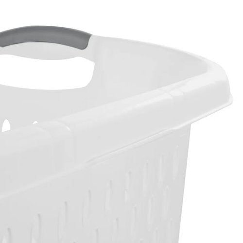 2 Pack 2.7 Bushel Extra Large Plastic Laundry Basket with Sturdy Carry Handles, Portable Laundry Hamper for Laundry Room, Dorm, Bedroom, Bathroom & Closet Organization, White