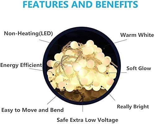 65.6ft Warm White Globe String Lights, 150 LED with 16ft Extended Lead Wire & Remote, 8 Modes, IP44 Waterproof Plug in Linkable Lights for Outdoor Indoor Party Wedding