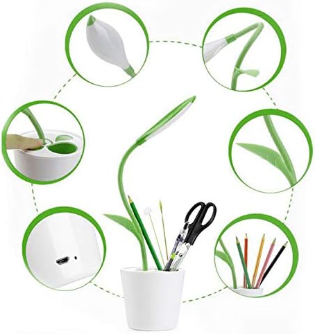 LED Desk Lamp Eye-Caring Nightlight Pea Sprout Table Lamp Touch Control with 3 Brightness Levels Light Home Décor, with Storage Space Pen Holder