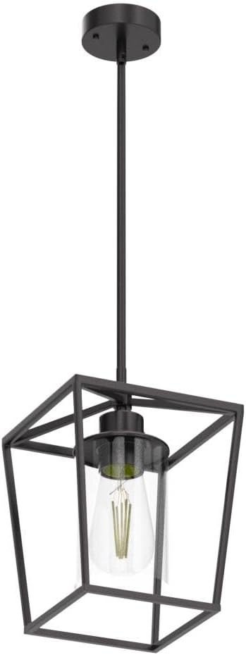 Black Pendant Lights Kitchen Island, 1-Light Farmhouse Kitchen Pendant Lighting Over Island, Metal Cage Island Hanging Lights for Kitchen, Dining Room, Entryway, Hallway, Foyer