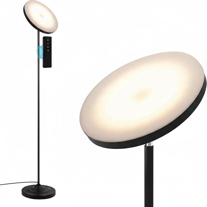 Upgraded Floor Lamp, 30W/2600LM Super Bright Floor Lamp with Remote Control, Stepless Adjust Color Temperatures and Brightness, Torchiere Standing Lamp for Living Room Bedroom Office