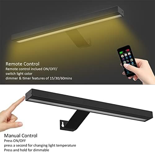 MIOBLUE Wireless Picture Lights with Remote, Full Metal Rechargeable Painting Light, 16" Display Lamp with 16 Color Changing,Dimmable Dartboard Light with Timer for Frame Portrait Art, Black