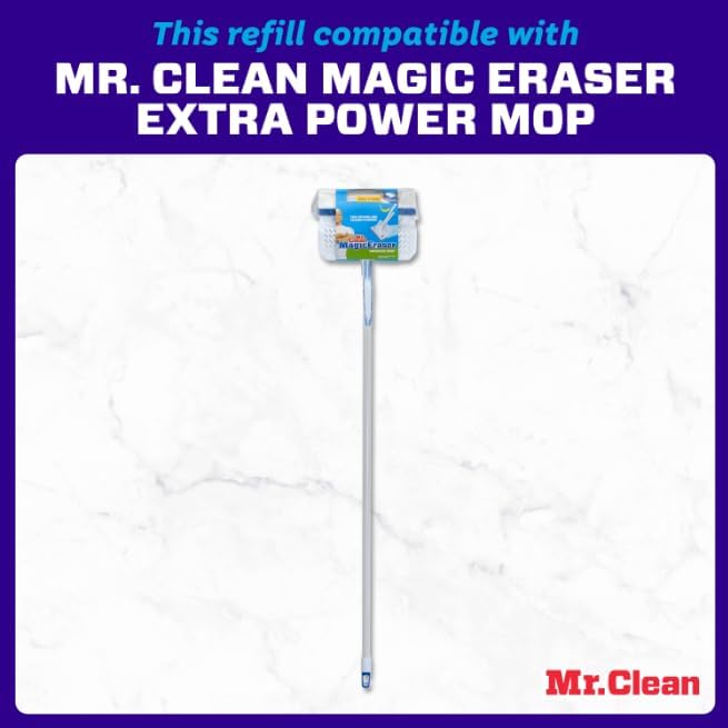 Mr. Clean Magic Eraser Mop Refill Head - Extra Power for Deep Cleaning | White/Blue
