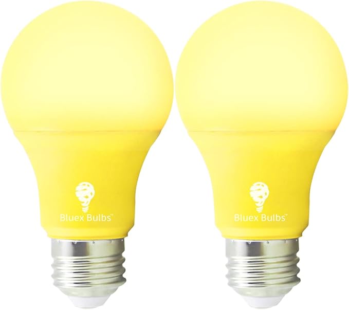 Bluex Bulbs 2 Pack BlueX LED A19 Yellow Light Bulb - 9W (60Watt Equivalent) - E26 Base LED Bulb, Party Decoration, Porch, Home Lighting, Holiday Lighting, Decorative Illumination