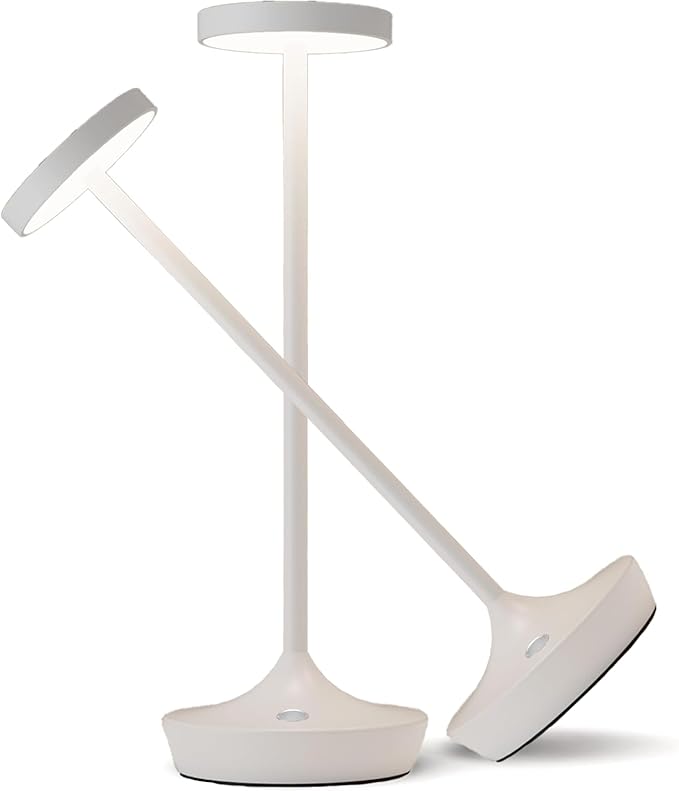Cordless Table Lamp Rechargeable - 6000mAh LED Battery Operated Table Light - Portable Touch Dimmable Outdoor Waterproof Table Lamps for Patio Bar Restaurant Dining (2 White)