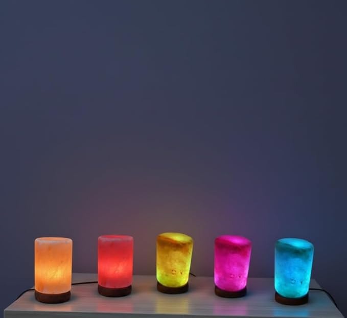 HL Himalayan Pink Salt USB Multi Colored lamp (Cylinder) | Calming Office & Home Decor