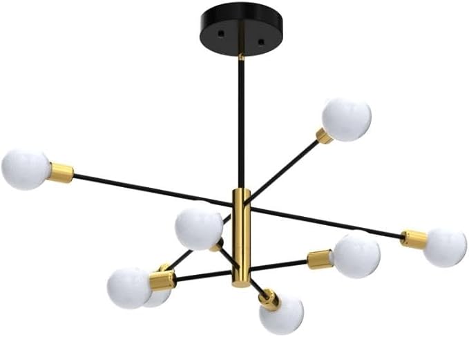 Sputnik Chandelier Mid Century Modern Industrial E26 Pendant Lighting Chandeliers Ceiling Light Fixture Black and Gold Light for Living Room,Kitchen,Bedroom,Dining Room and Farmhouse